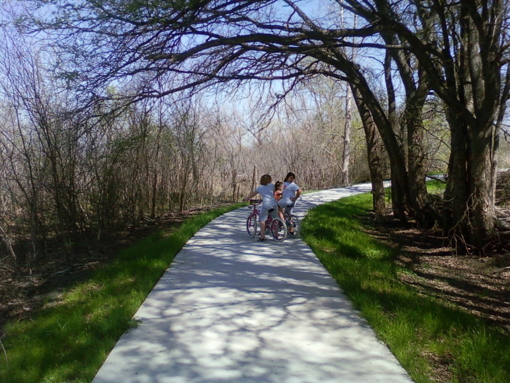 Riding bikes at the park.