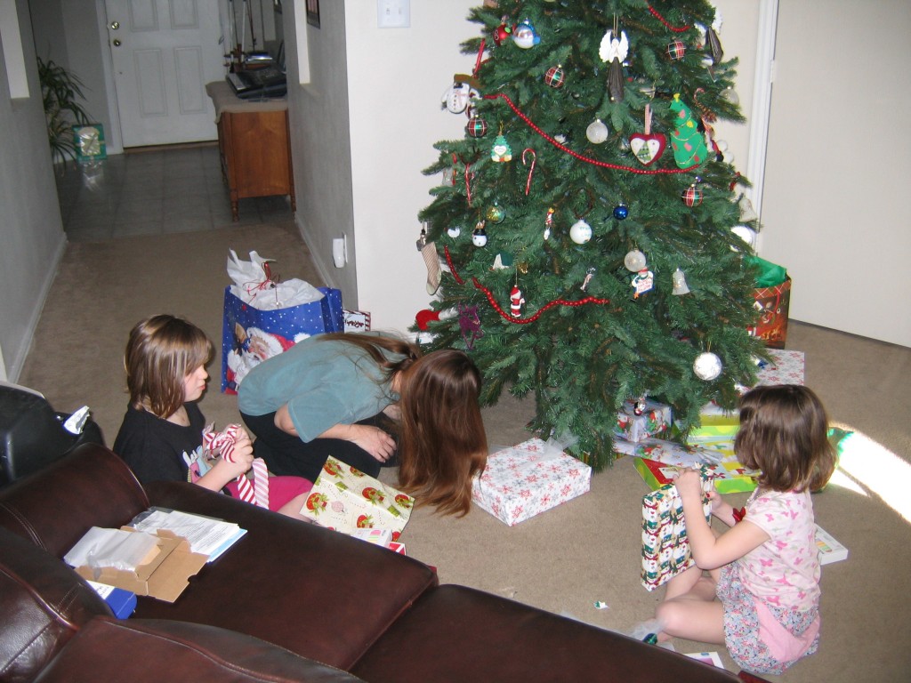 Opening presents like crazies!
