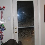 Snow on backdoor.