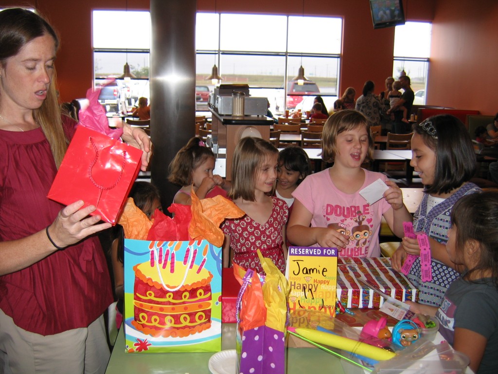 Opening presents and cards.